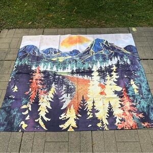 Colorful Mountain Landscape Tapestry 60x50 inches